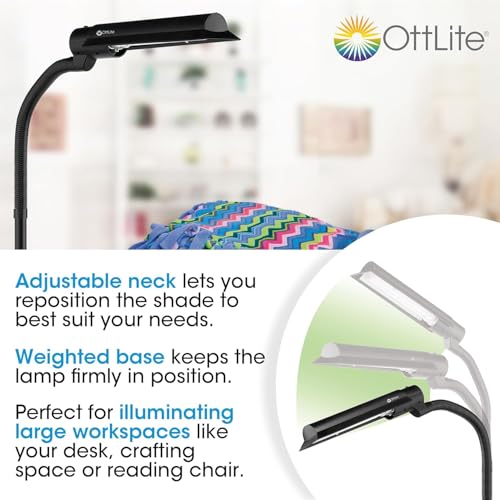 Large Black OttLite 18W WingShade Floor Lamp for Crafts & Tasks