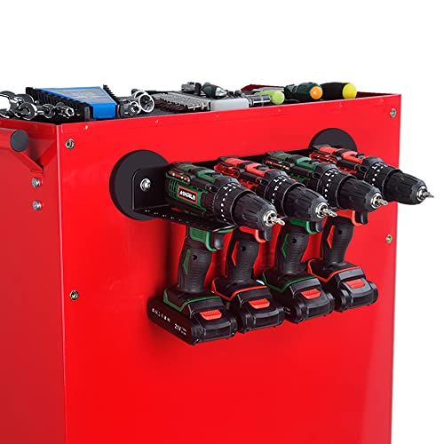 4-Slot Magnetic Power Tool Organizer Wall Mount Storage Rack with Screwdriver Holder