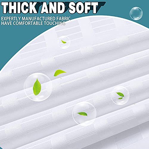 Check-White Shower Curtain with Snap-In Liner Set - 71W x 74H, Waterproof, Hotel Quality