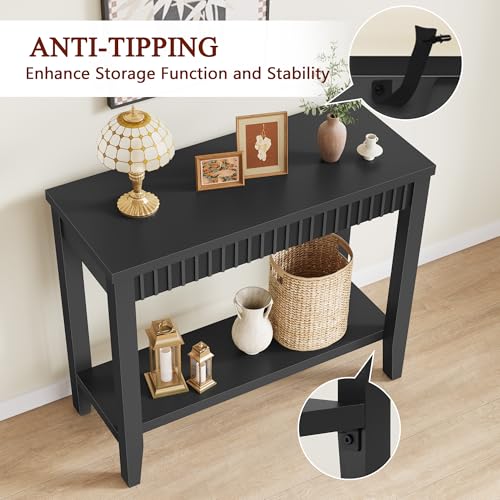 Entryway Console Table with Open Storage - Black, 31.5 Inch
