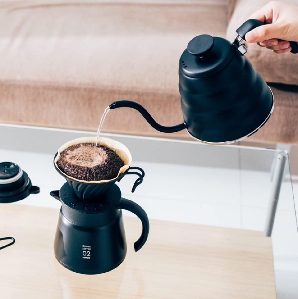 Hario V60 "Buono" Drip Kettle Stovetop Gooseneck Coffee Kettle 1.2L, Stainless Steel, Black