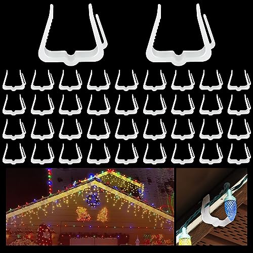100 Pcs Outdoor Christmas Light Clips 1 5/8 Inch for Roof Gutter, White