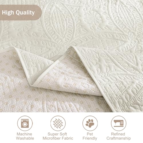 Quilted Sofa Slipcovers with Pockets, Anti-Slip Medallion Designed