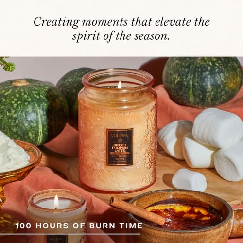 Voluspa Spiced Pumpkin Latte Large Scented Candle Jar 18 Oz - 100 Hr Burn