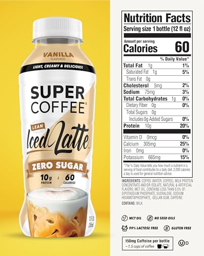Vanilla Latte Ready-to-Drink Protein Coffee Bottles - 12 Fl Oz, Pack of 12