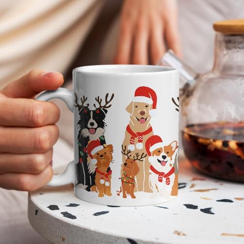 Multicolor Christmas Dog Coffee Mug - Funny Dog Lover Gift 11oz Ceramic