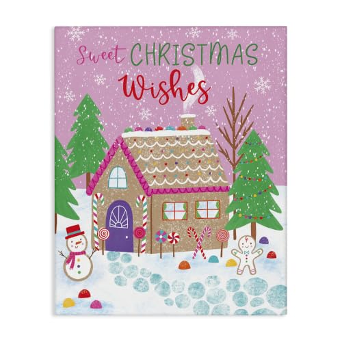 Christmas Gingerbread Wishes Canvas Wall Art - 36x48 Inches, Stretched & Ready to Hang