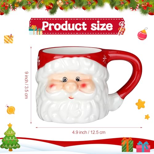 Sliner 6 Pcs Santa Mugs 11 oz Ceramic Christmas Coffee Cups - Red Set