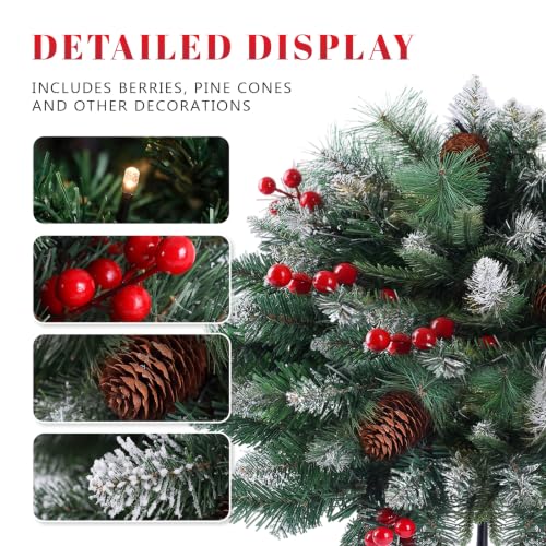 Drelmixo 2 Pack Artificial Christmas Urn Filler with Pre-Lit Warm White Lights