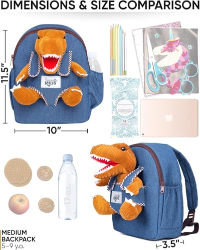 Toddler Dinosaur Backpack with Plush T-Rex Toy - Medium, Brown - Variation of THIS listing 01 Dinosaur / Medium