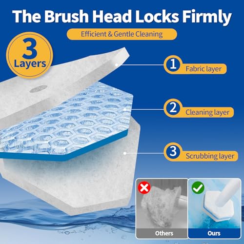 100 Count Disposable Toilet Bowl Wand Refills - Compatible with Clorox & Most Toilet Brushes - Unscented - Pack of 100