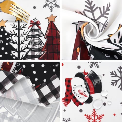 ZORKET White Square Christmas Tablecloth 60x60 Inch, Waterproof & Machine Washable Holiday Decor