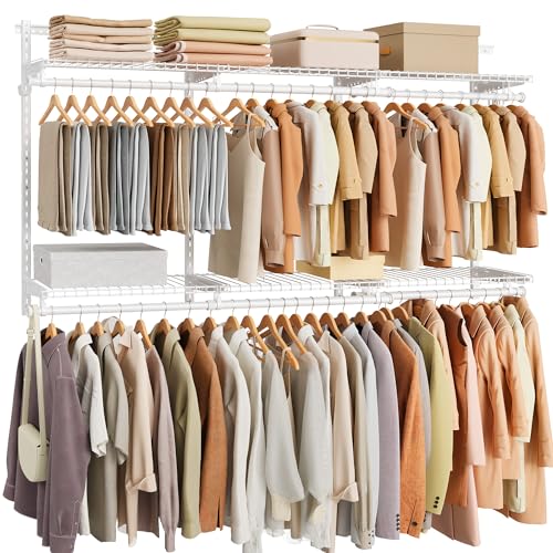 SONGMICS HOME 3-Tier Closet System Insert Organizer for 4-8 ft Wardrobes