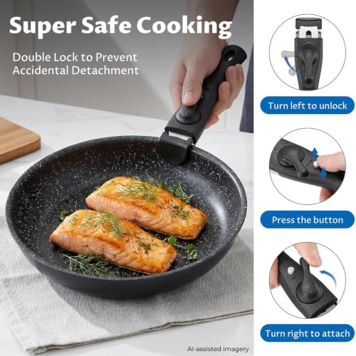 BEZIA 10-Piece Induction Cookware Set with Removable Handles, Nonstick Pots & Pans