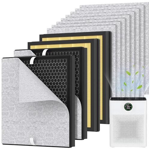 Pet Mode Replacement Air Purifier Filter Pack - Compatible with MOOKA PR1, Absorbs Pet Dander, Fur & Smoke, 4 Pack, Yellow
