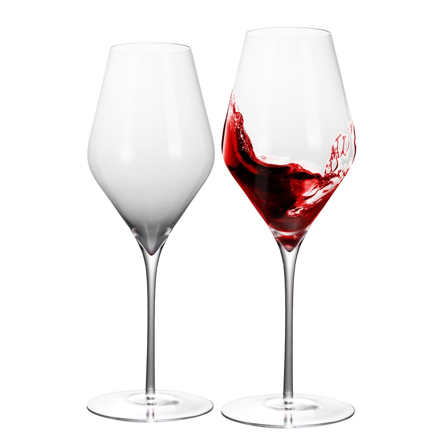 KAMMAK Wine Glasses Crystal Red and White Wine Glasses Set of 2, 13.8oz Hand Blown Bordeaux Wine Glass with Long Stem, Thin Glassware for Wine tasting, Birthday Gift, Party, Anniversary (GYH22)