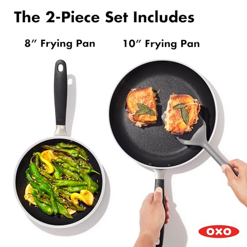 OXO 8” & 10” Nonstick Frying Pan Set with Ceramic Coating, Dishwasher & Oven Safe