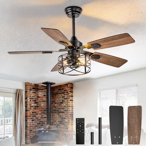 Depuley 42-Inch Farmhouse Ceiling Fan with Lights - Black Walnut Variation 01