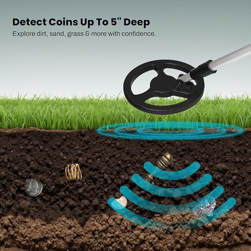 Junior Metal Detector for Kids - Lightweight & Adjustable Treasure Hunter with 6.5" Coil
