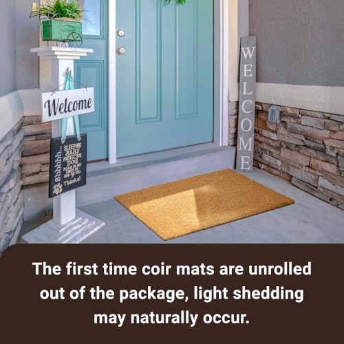 Coco Coir Door Mat 17x30 Inches - Heavy Duty Backing, 8-Pack Welcome Doormats - Plain