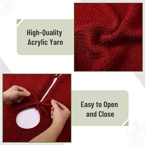 Mr. Pen- Small Christmas Tree Skirt, 24", Red Knitted Christmas Skirt Tree, Xmas Tree Skirt, Christmas Skirts for Xmas Trees, Skirt for Christmas Tree, Small Tree Skirt Small, 24 Inch Tree Skirt