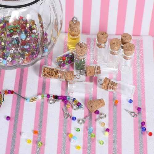 16PCS Small Glass Bottles With Cork Lids, 1ml Mini Wishing Bottles, Clear Decorative Bottle, Tiny Jars for Christmas, Halloween, Wedding Party Decorations, DIY Arts and Crafts (10x30mm/0.4x1.18Inch)