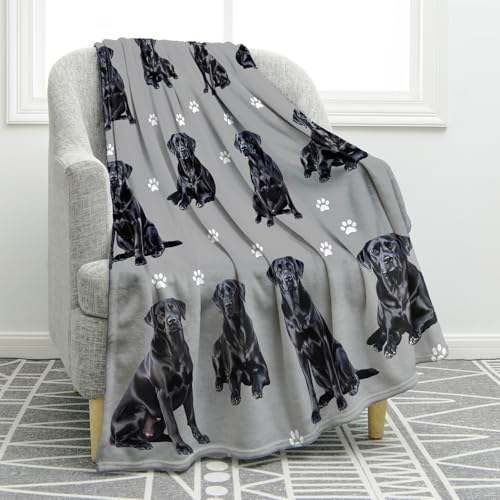 Labrador Retriever Gifts Blanket, Black Lab Dog Decor 80"x60"
