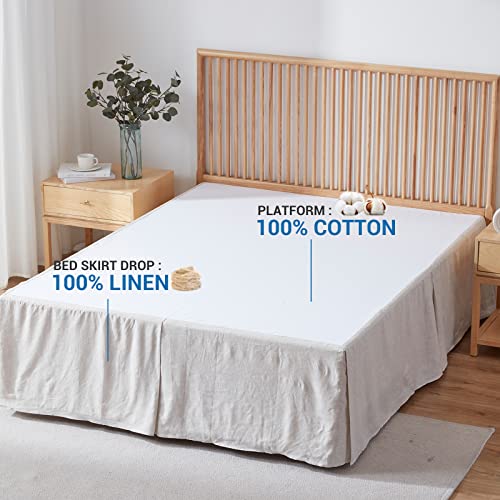 Flax Basic Linen Bed Skirt - 18 Inch Queen Tailored Dustproof Cover - Simple&Opulence