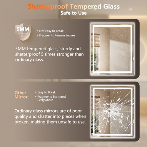 30x36 Inch LED Bathroom Mirror with Lights - Anti-Fog, Dimmable, Wall Mount - Variation of THIS listing