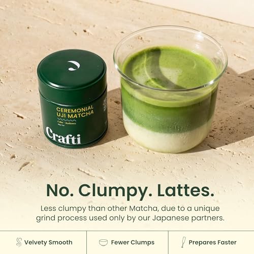 Crafti Organic Ceremonial Matcha Powder 75g - Authentic Japanese Green Tea