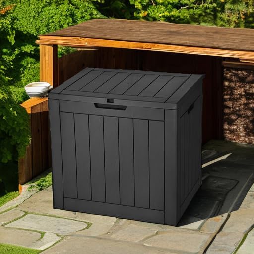 YITAHOME 30 Gallon Outdoor Storage Box - Waterproof Resin with Lockable Lid | Black for Patio & Garden