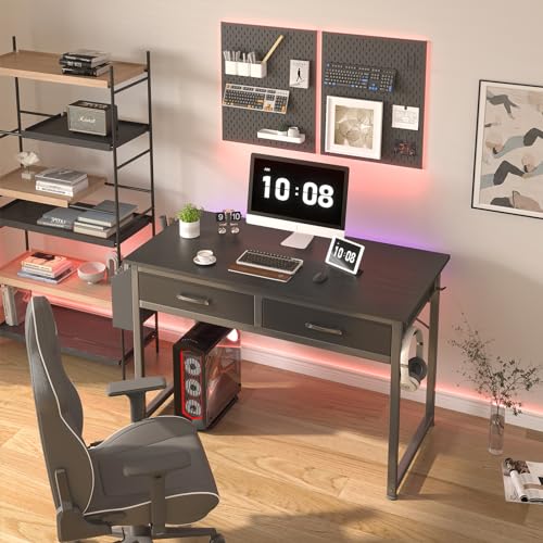 DLisiting Computer Desk with Fabric Drawers for Home Office Bedroom,