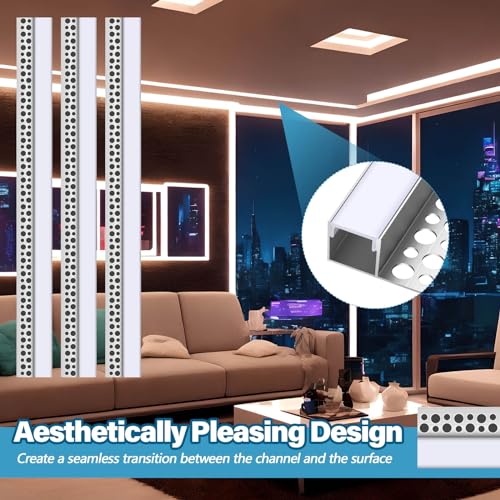 Glooglitter 8 Pcs 6.6ft (2m) LED Aluminum Channel Flush Fit for Wall Mounting