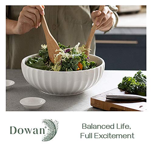 DOWAN 9.8'' Pumpkin-Shaped Ceramic Serving Bowls Set of 2, 86 oz Large Salad & Dinner Dishes for Holidays