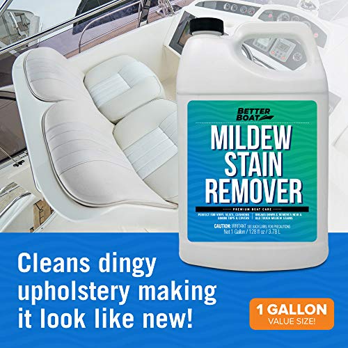 Mold and Mildew Stain Remover 1 Gallon - Removes Stains from Fabric, Vinyl, Tile & Grout - Marine Grade Formula - Variation of 128 Fl Oz Pack of 1