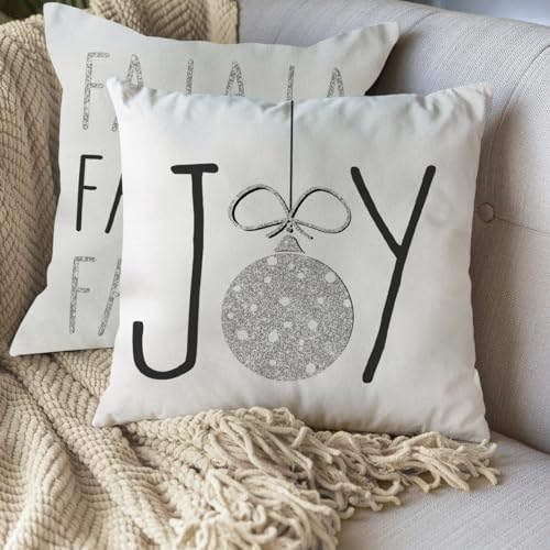 AOFANGGO Christmas Pillow Covers 18x18 Set of 4 Silver Holiday