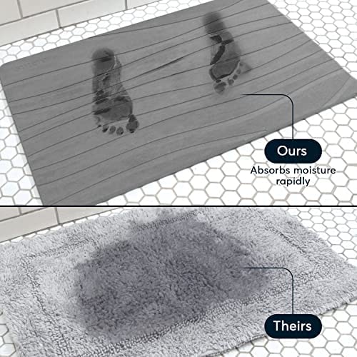 SUTERA Grey Diatomaceous Earth Stone Bath Mat - Quick-Dry, Non-Slip Bathroom Rug