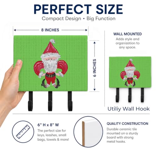 Caroline's Treasures 8500TH68 Christmas Fleur de Lis Santa Leash or Key Holder – Wall Mount Coat Rack