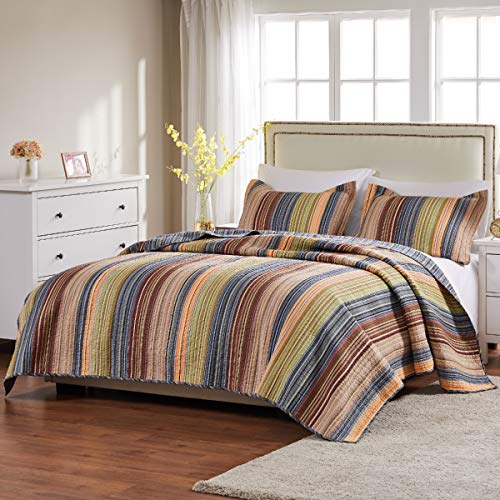 Katy Reversible Cotton Quilt Set for Full/Queen Bed - 3 Piece, Prewashed & Soft