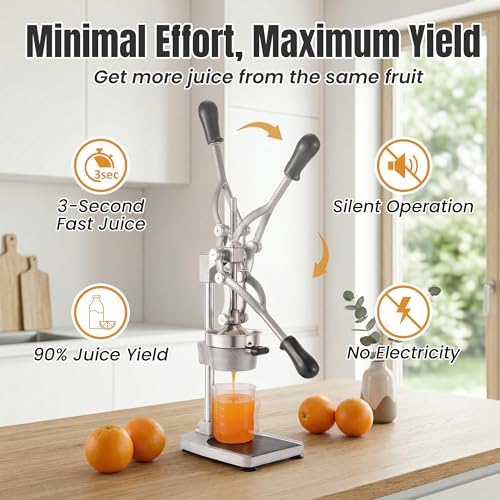 Manual Cast Iron Citrus Juicer for Oranges Pomegranates - Hand Press