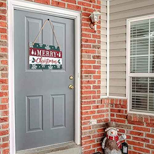 Marsui Christmas Sign Rustic Merry Christmas Hanging Sign Farmhouse Outdoor Wooden Christmas Decoration Xmas Holiday Decor with Hanging Rope for Christmas Home Window Wall Farmhouse Indoor Decoration