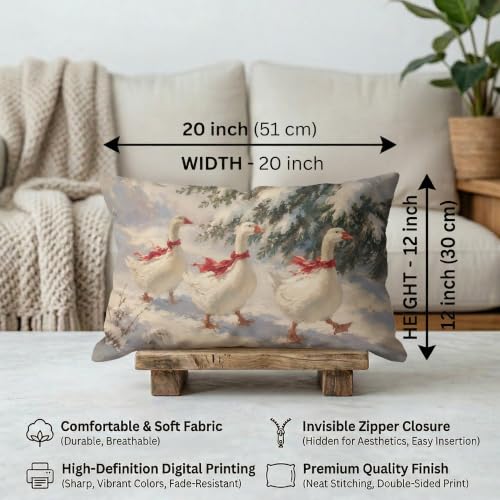 S GDNAMR Whimsical Goose Christmas Lumbar Pillow Cover 20x12 Inch - 11 Colors