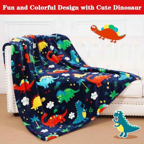 Lukeight Dinosaur Toddler Blanket Gifts for Boys and Girls, Plush Dino Throw Blanket for Kids and Adults, Thick and Warm Kids Blanket Birthday Gifts for Teens (Dinosaur, 50x60 Inches)