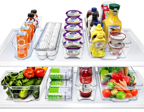 Sorbus 8 Pack Fridge & Pantry Organizer Bins Set - Clear, Stackable Storage