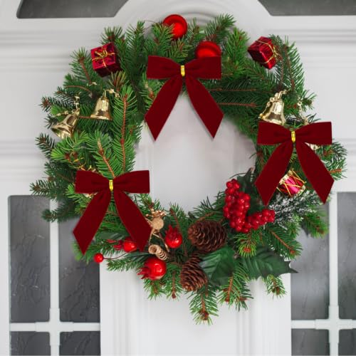 SBZYHYCJ Burgundy Velvet Christmas Bows 3.5x3.5 Inch, 30 Pack Holiday Decor