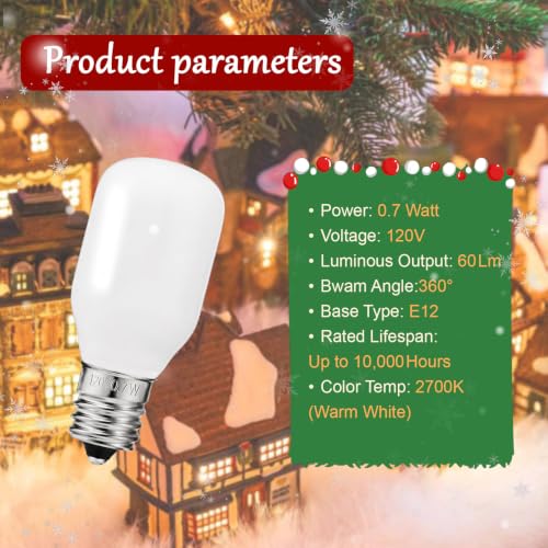 6-Pack T20 LED Bulbs E12 Candelabra Base for Christmas Village Miniatures