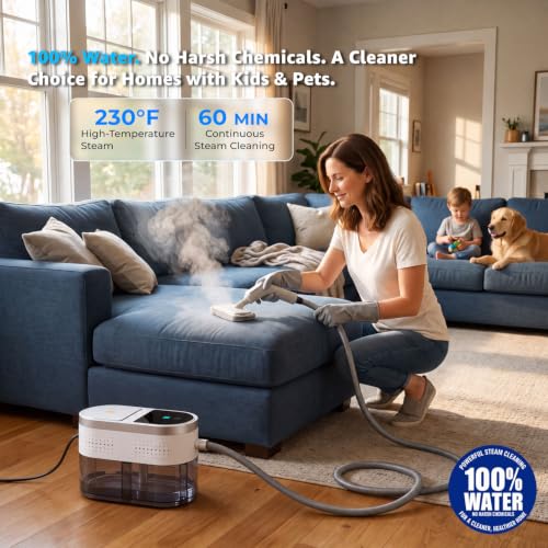 Portable Handheld Steam Cleaner 230°F, 1500W Quick Heat-Up for Home & Car Cleaning