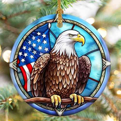 Bald Eagle Christmas Ornaments, Touber Christmas Hanging Ornament, Christmas Tree Ornaments, Holiday Decor, Gifts for Bald Eagle Lovers, Eagles Theme Gift - Pattern A