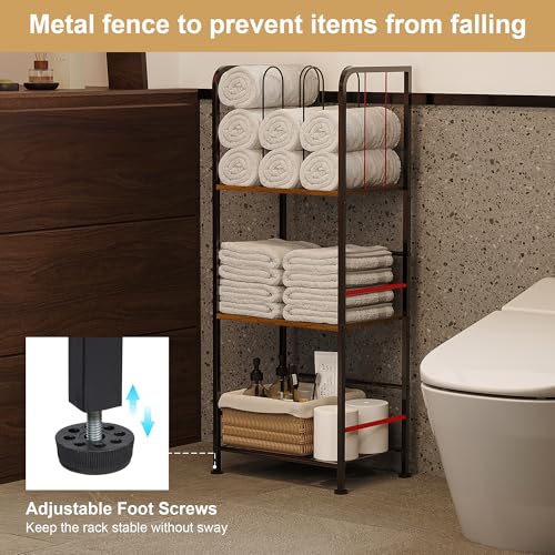 Vintage 3-Tier Freestanding Towel Rack Stand with M-Shaped Dividers, Rustic Black Finish