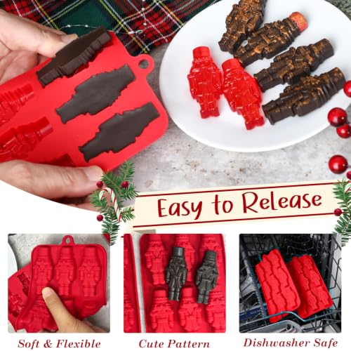 Webake Nutcracker Silicone Mold 2-Pack Christmas Soldier Shape for Chocolate Candy & Ice